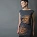 Party Dress - Peacock Feather - Metallic Copper Feather Print - Woodland Fashion