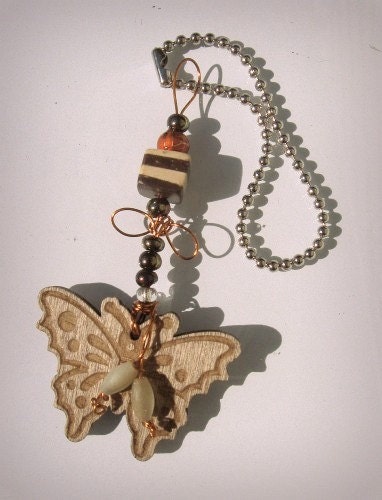 KEYCHAIN PENDANT BOHO Hippie Style Upcycled Vintage Doodad "Butterflies are Free"