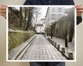 Montmartre, Paris  - Paris Photography - 16x20 French Art Prints - Paris Decor - Montmartre Photo - Cobblestones Green Home Decor