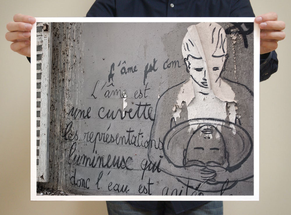 Paris Graffiti, Montmartre, 16x20 Modern Art Prints - Paris Photography, Gray Wall Art