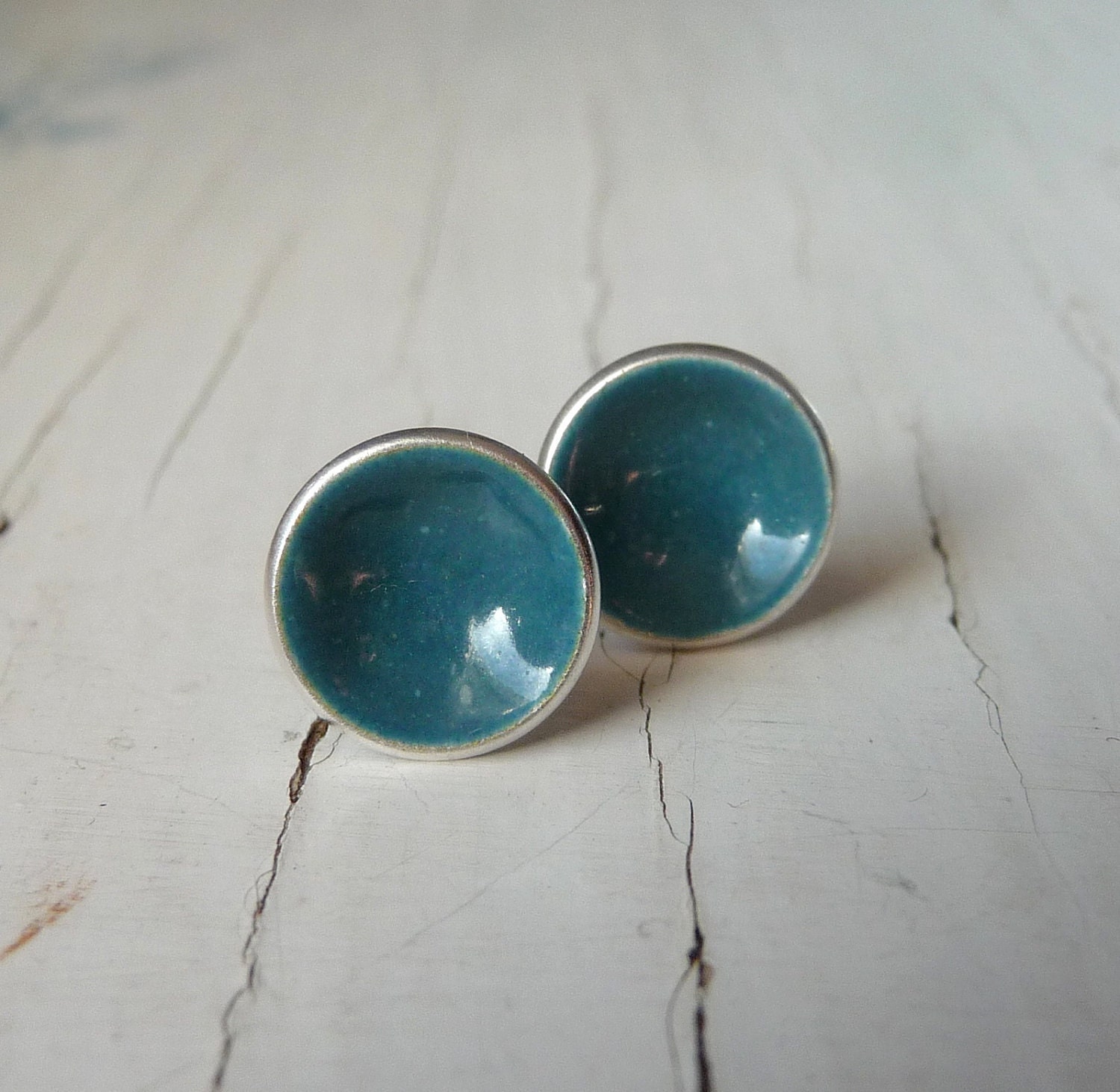 teal dot earrings