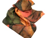 SILK SCARF  -  "Apple"  Fine Art Fallen Apple Leaves Image on Habotai Silk   -  14"  x  72" - wearable art