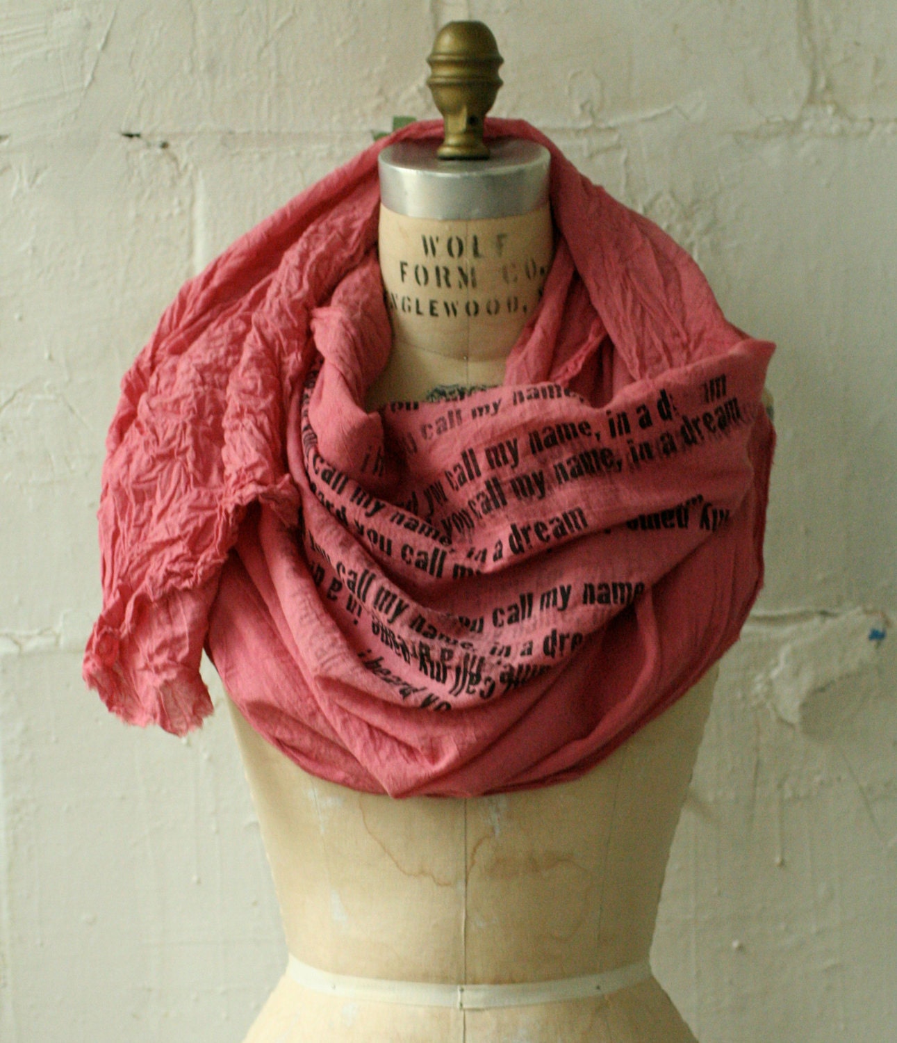 Women's Scarves/ Women's Accessories/ Text Scarf / Valentine's Day /  Honeysuckle Pink Scarf /Edgy Scarves /Pink Valentine/