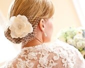 Hair flower with feathers and rhinestones - CHICAGO no.17