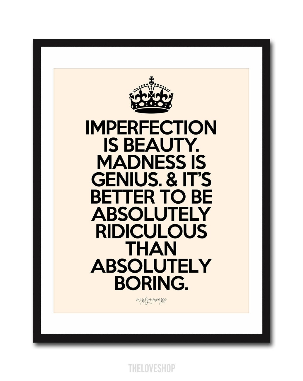 Imperfection Is Beauty - Inspiring print in 8x10 on A4 in Classic Cream and Black