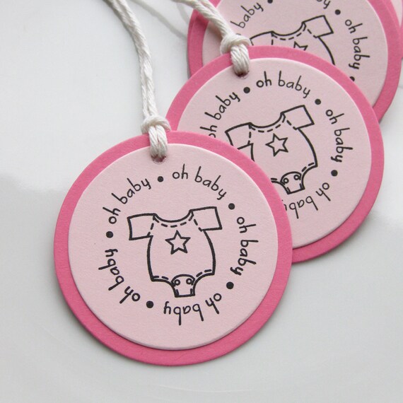 Baby Shower Tags Oh Baby Girl - Set of 6 - Custom Colors Available - Baby Shower Favor Tags Baby Girl Tags Il_570xn