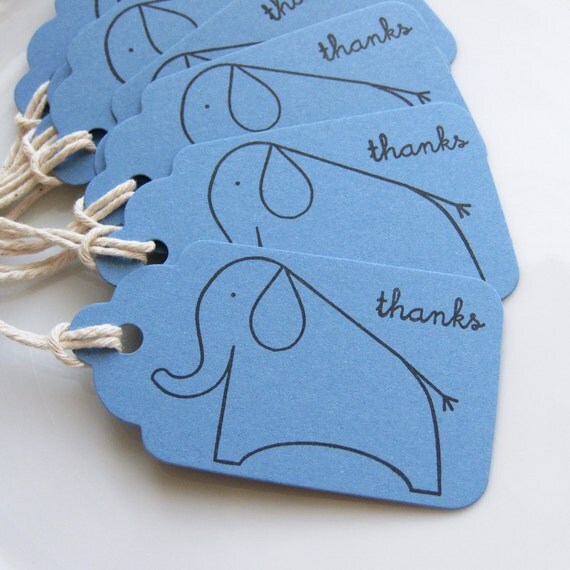 Elephant Party Tags Thanks - Set of 8 - Customs Colors Available - Elephant Baby Shower Elephant Thank You Il_570xn