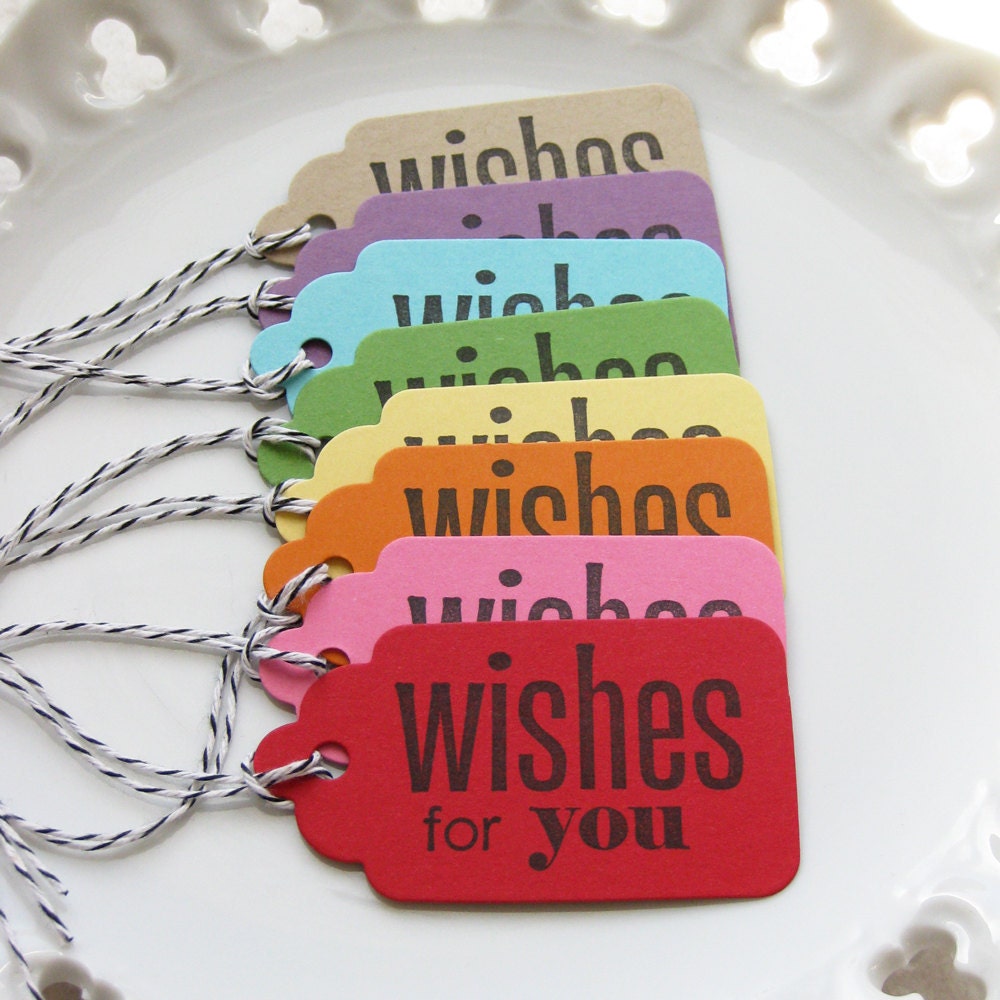 Wishes for You Tags - Set of 8 - Custom Colors Available - Birthday Party Tags Birthday Favor Tags Il_570xn