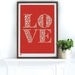 Love in Poppy Red - decorative screen print