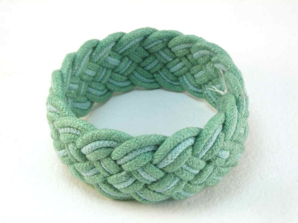 green and blue wide turks head knot sailor's rope bracelet 2259