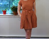 For Veronica- Fifties Full Skirt Vintage Inspired Dress- Red and Cream Gingham Retro Dress