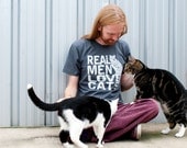 Mens tshirt - Real Men Love Cats American Apparel five colors
