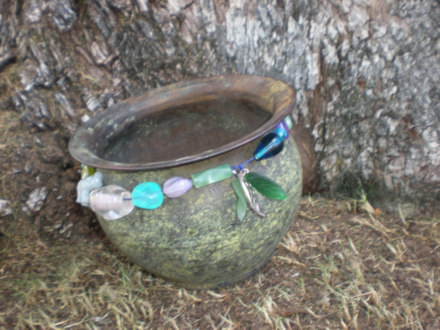 Metal Pot Beaded Moon Garden