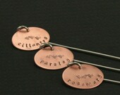 Set of 3 Oval Urban Garden Stakes--Copper and Nikel Custom Stamped Plant Markers