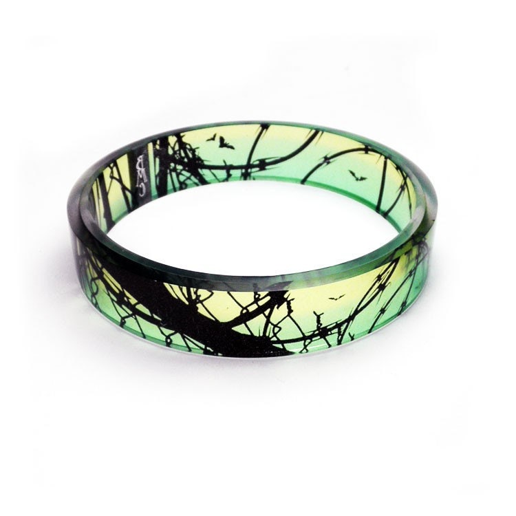 Bangle, bracelet,  resin,Barbed Wire Bats, Resin Bangle Bracelet by BuyMyCrap