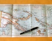 1898 German Antique Map of Kaiser Wilhelm Land, Bismarck Archipelago, Solomon Islands, and Marshall Islands