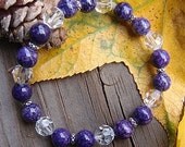 Purple Gemstone & Sterling Silver Stacking Bracelet, Stretch Bracelet, Arm Candy for your next Arm Party, ready to ship