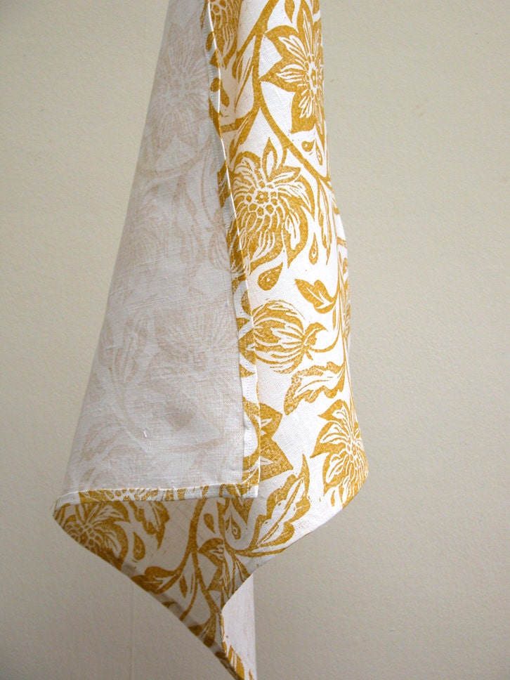 everyday yellow ochre on white passionflower linen napkins set of 8