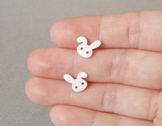 sterling silver bunny rabbit earring studs Version 2, handmade in beautiful Cornwall