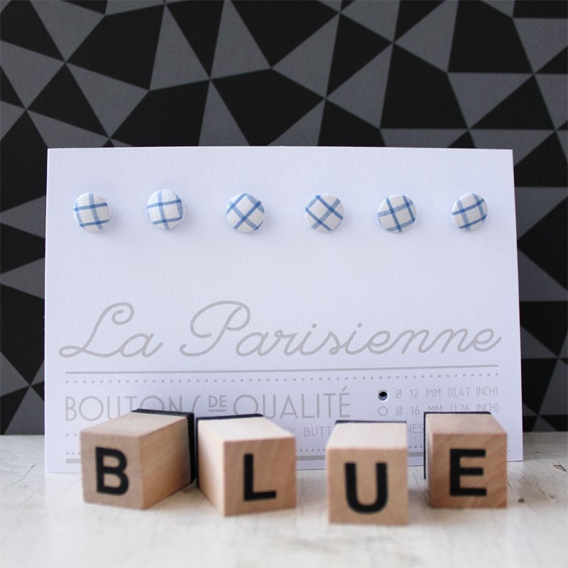 Check Fabric covered Buttons (set of 6)