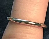 Full round 2mm 14k yellow gold Wedding band handmade classic smooth finish organic metalwork fine plain and simple unisex ring