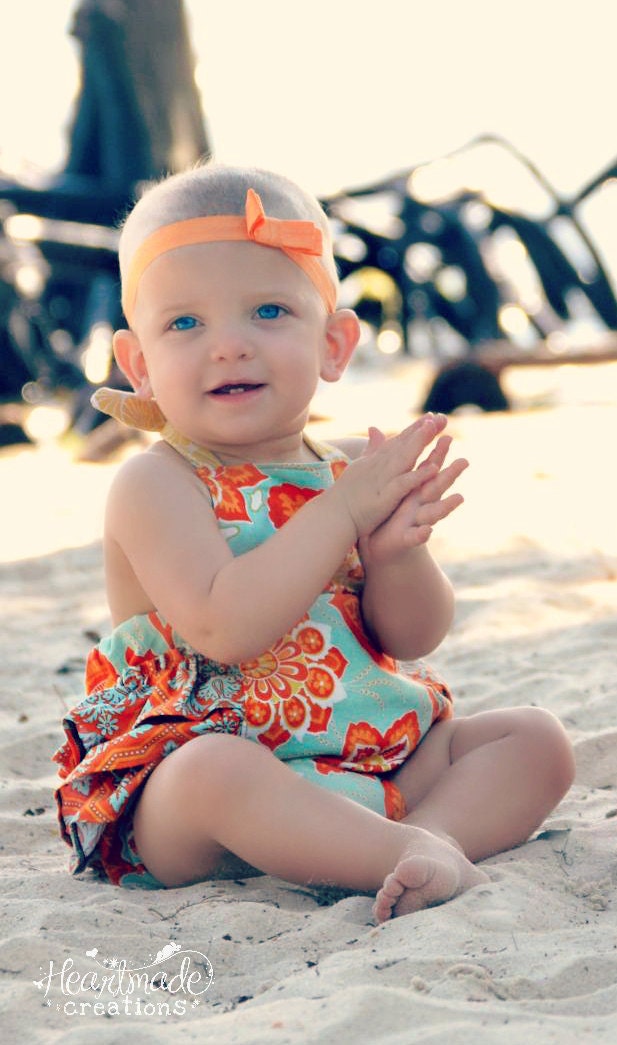 SUNSUIT - "Tangerine Breeze" - Newborn, 0/3mo, 3/6mo, 6/12mo, 12/18mo, 18/24mo - Baby Sizes
