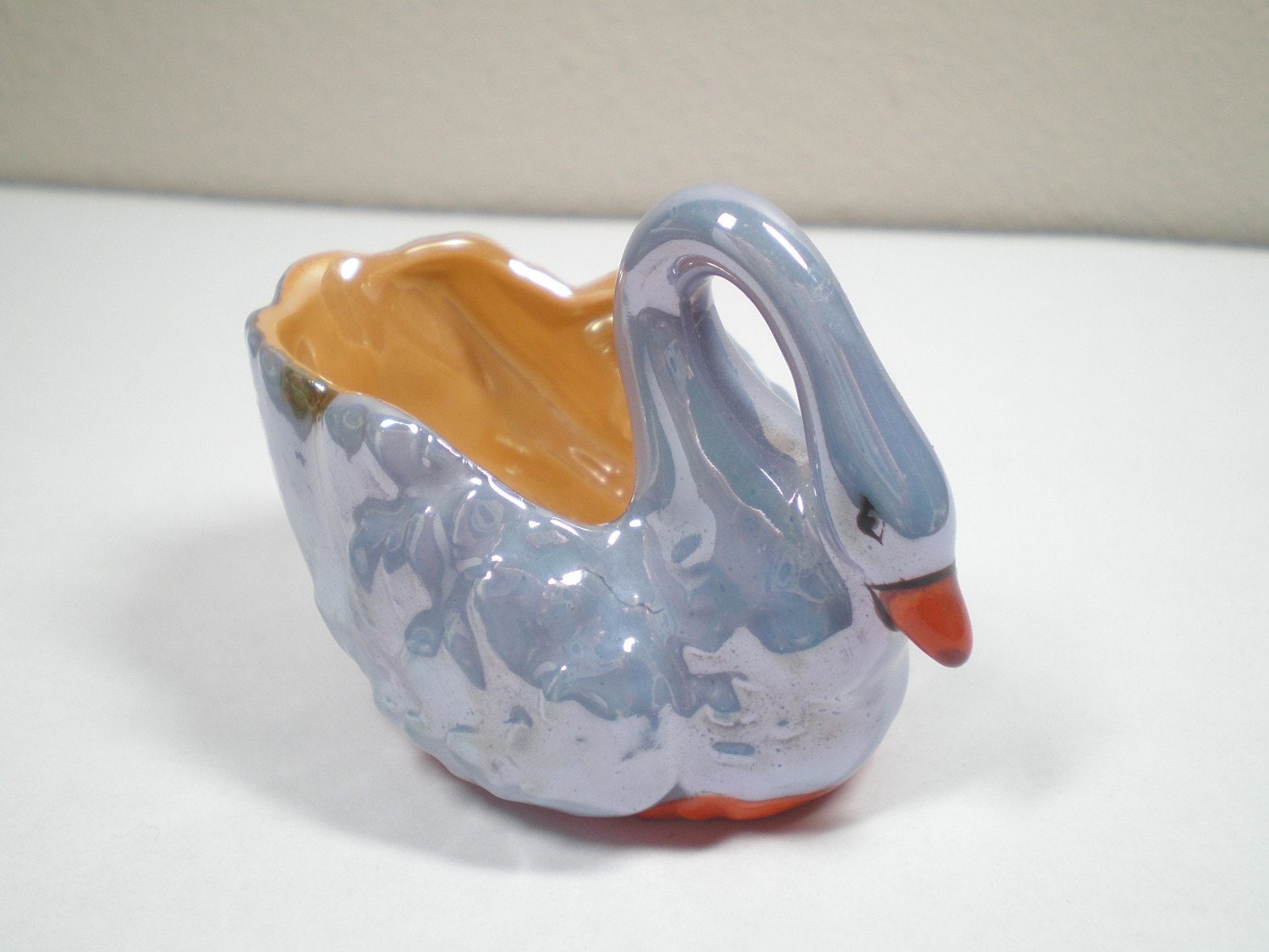 Open Salt, Swan, in Lusterware, from Japan, Blue Lusterware, Hand painted, salt dip, salt cellar