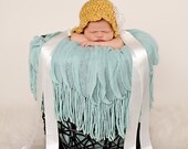 Newborn Golden Yellow Bonnet with flower, lace and ribbon ties