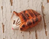 Little Yellow Tabby Cat bead - Sleepy Critters (ready to ship)