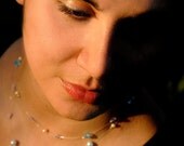 Bridesmaid jewelry. Pearl and Swarovski illusion necklace. Customize me in your wedding colors.