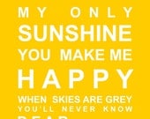 A5 unframed print You are my Sunshine- Nursery Print