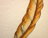 Golden brown feather -- original ink drawing
