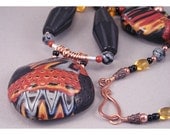 Handcrafted Necklace - Copper Black and Silver Mokume Gane Beaded Bold Necklace No. 159
