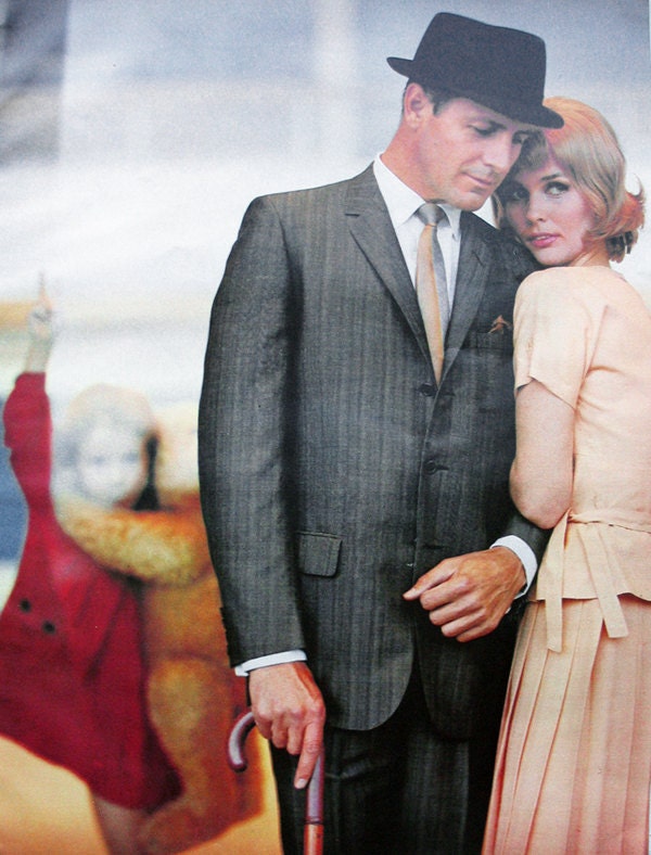 Vintage men's fashion magazine photo 1961 Esquire retro Mad Men suit - Free U.S. shipping