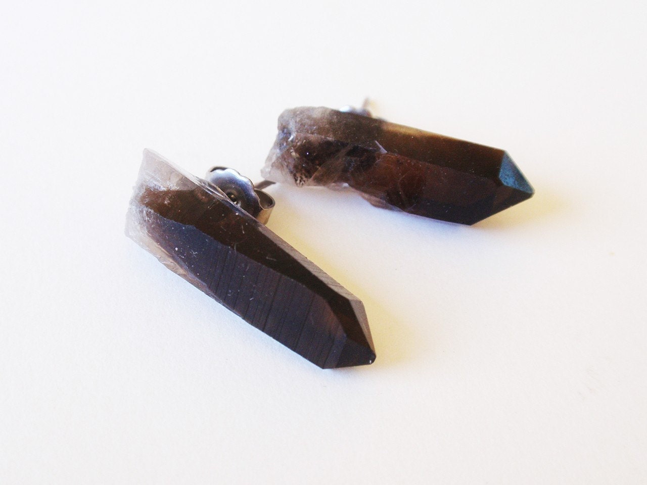 Smoky crystal point earrings, VITA