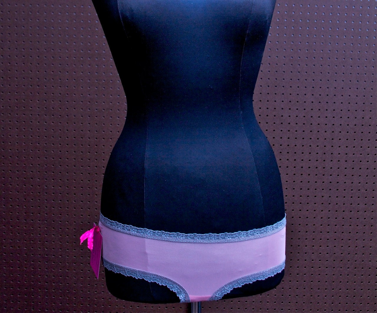 Vintage Pink Hipster "Blushing Coconut" Pop Trim Mesh Panty Undies