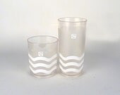 Vintage  Drinking Glasses - Set of 16 - Clear Frosted Plastic - with Stripes, Kitchen Decor, Serving, Home Decor, Housewares