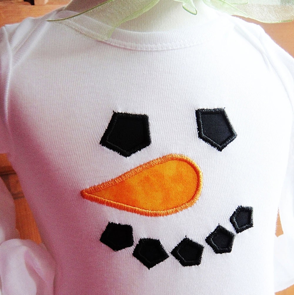 Snowman Face Embroidered Shirt or Bodysuit for Winter, Snowday, Christmas Il_570xn