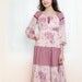 Vintage 1970s Dress - Bohemian Peasant Pink Dress - S / M