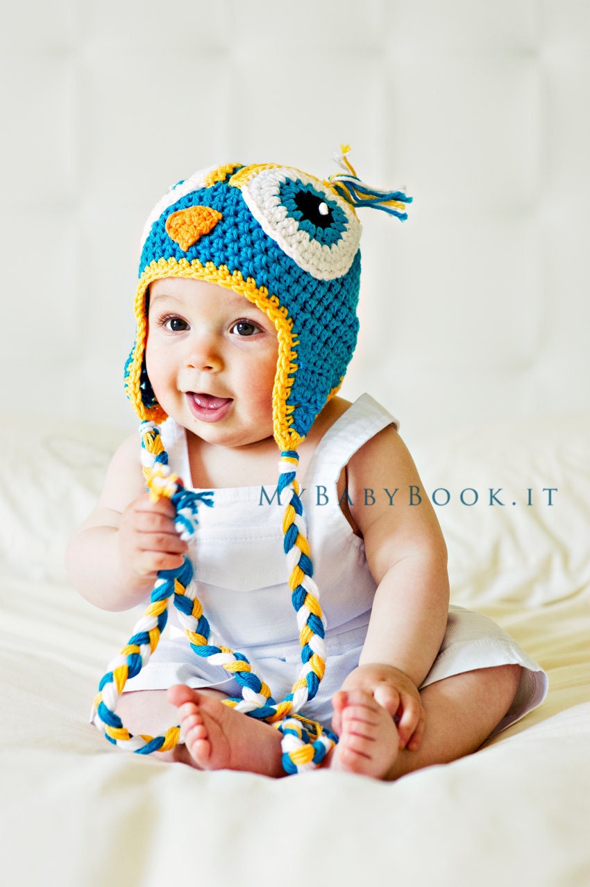 Baby Owl Hat Newborn to 12 monthsTeal