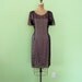 1960s Vintage Pink Polka Dot Dress 60s Wiggle Dress Black Dusty Rose Sheer Illusion M/L