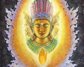 Buddha painting Spiritual Art Buddhist lotus meditation Zen Buddhism ORIGINAL