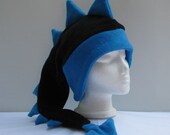 Fleece Dragon Hat - Black / Blue Mens Womens Dinosaur Hat by Ningen Headwear