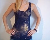 Navy Galaxy Top with clouds and stars SMALL