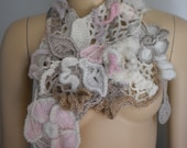 Delicate Cocktail - Crochet Scarf - Spring Fashion - Lace Scarf
