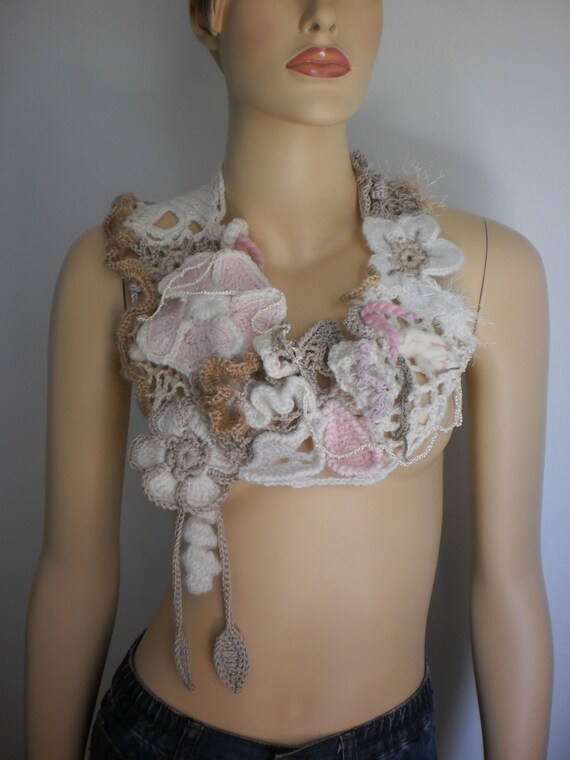 Delicate Cocktail - Crochet Scarf - Spring Fashion - Lace Scarf