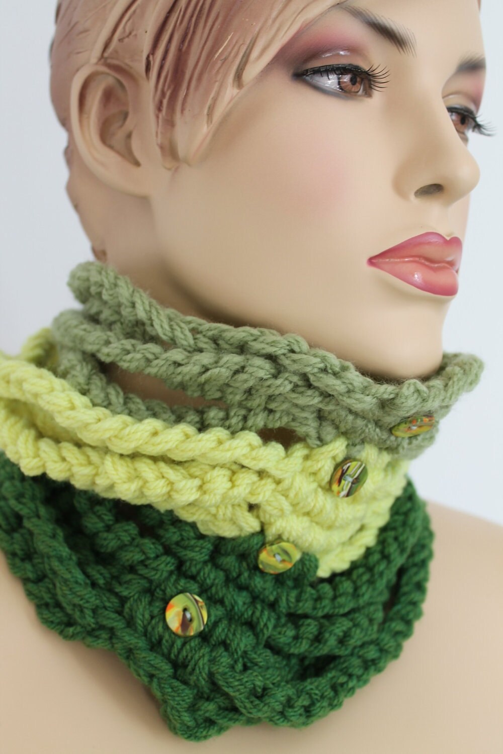 Chunky Knit  Crochet Circle  Cowl Scarf  - Neck Warmer - Winter Accessories - Holiday Accessories