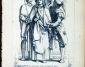 Vintage Book Page,Original Engraving Illustration of Jesus,19th Century