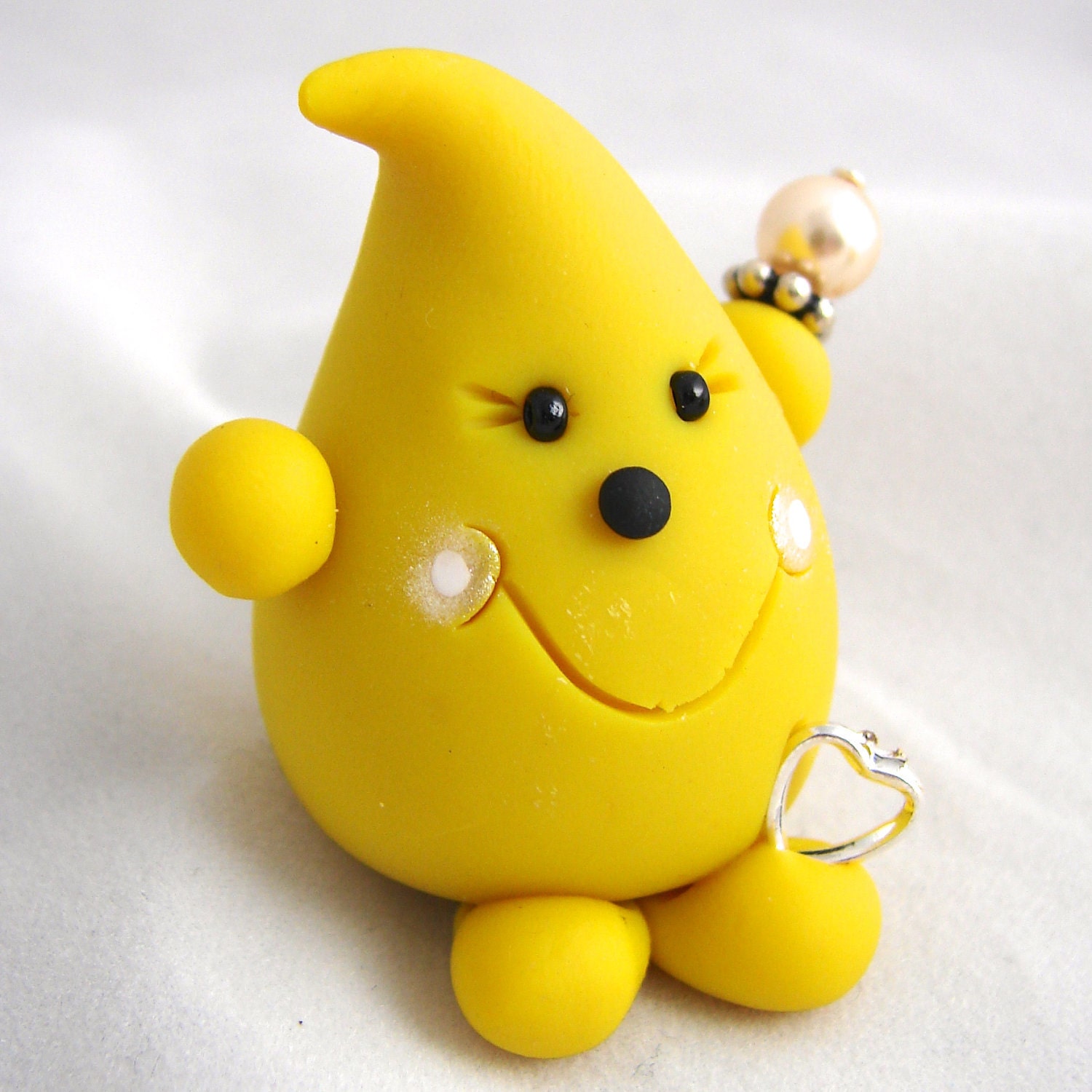 JUNE Birthstone PEARL PARKER - Polymer Clay Character with Swarovski Cream Pearl
