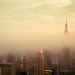 New York skyline photography - fog - gold - home decor - Manhattan, Fathers Day, urban men, 8x8 adventure